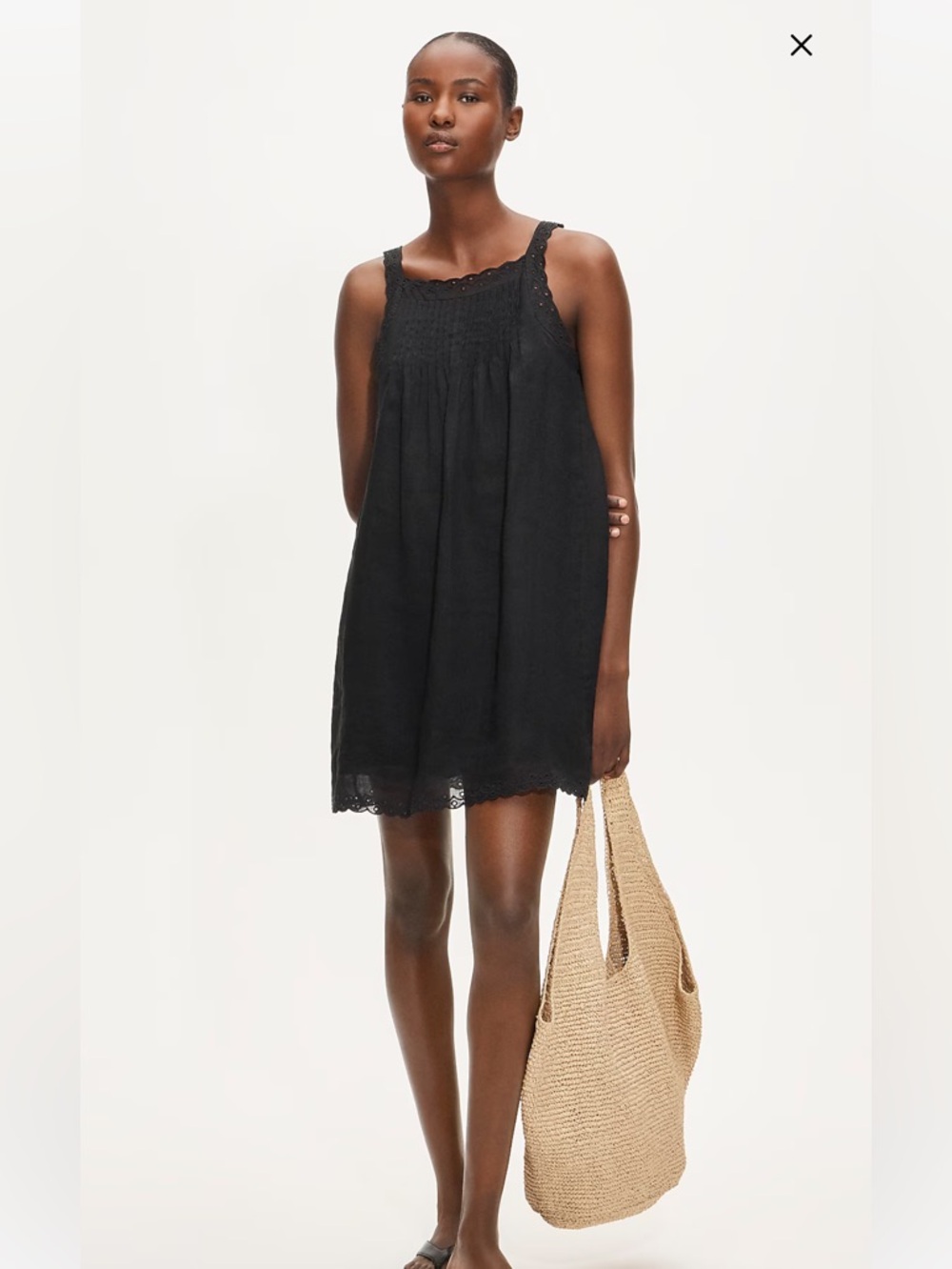 J. Crew Scallop-trim mini dress in ramie XS